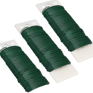 Green PVC Plastic Coated Galvanized Iron Gardening Wire Tie Rolls For Plant And Tying Uses / Floral Wire