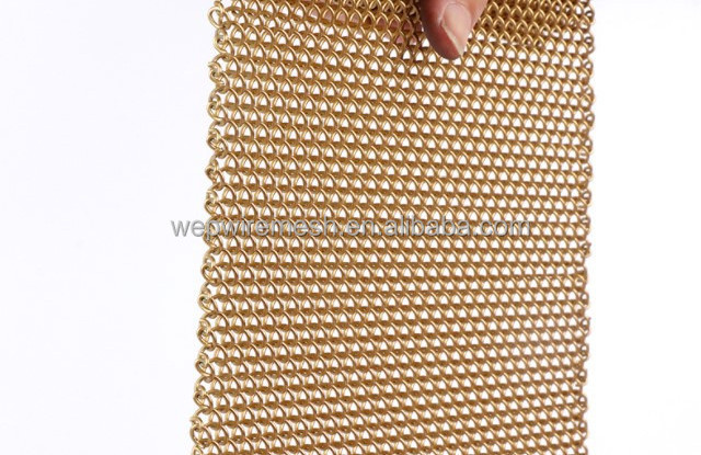 Decorative hanging metal coil drapery spiral wire fabric curtain mesh