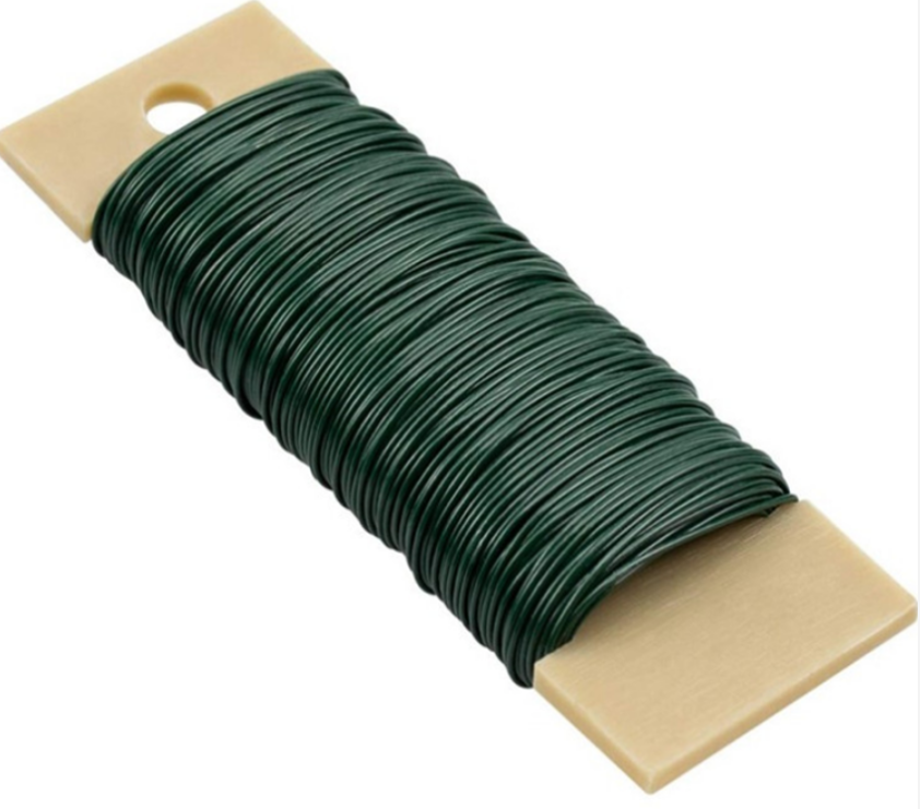 Green PVC Plastic Coated Galvanized Iron Gardening Wire Tie Rolls For Plant And Tying Uses / Floral Wire