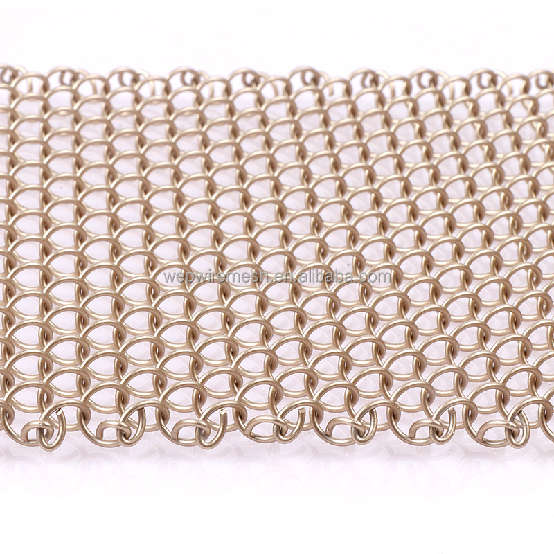 Aluminum alloy decorative spiral coild chain mail ring drapery metal mesh curtain