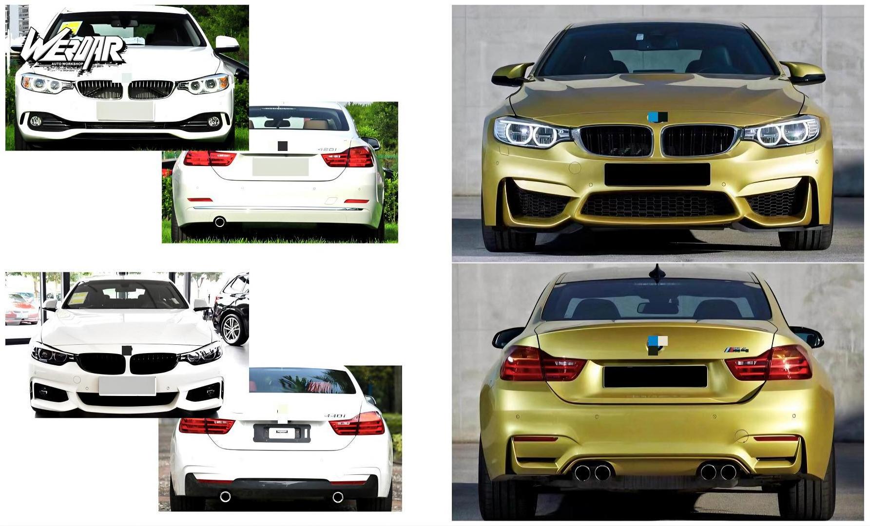 Facelift Front Bumper Assembly PP Body Kit for  BMW 4 Series F32 upgrading to M4 primer side skirts conversion grille