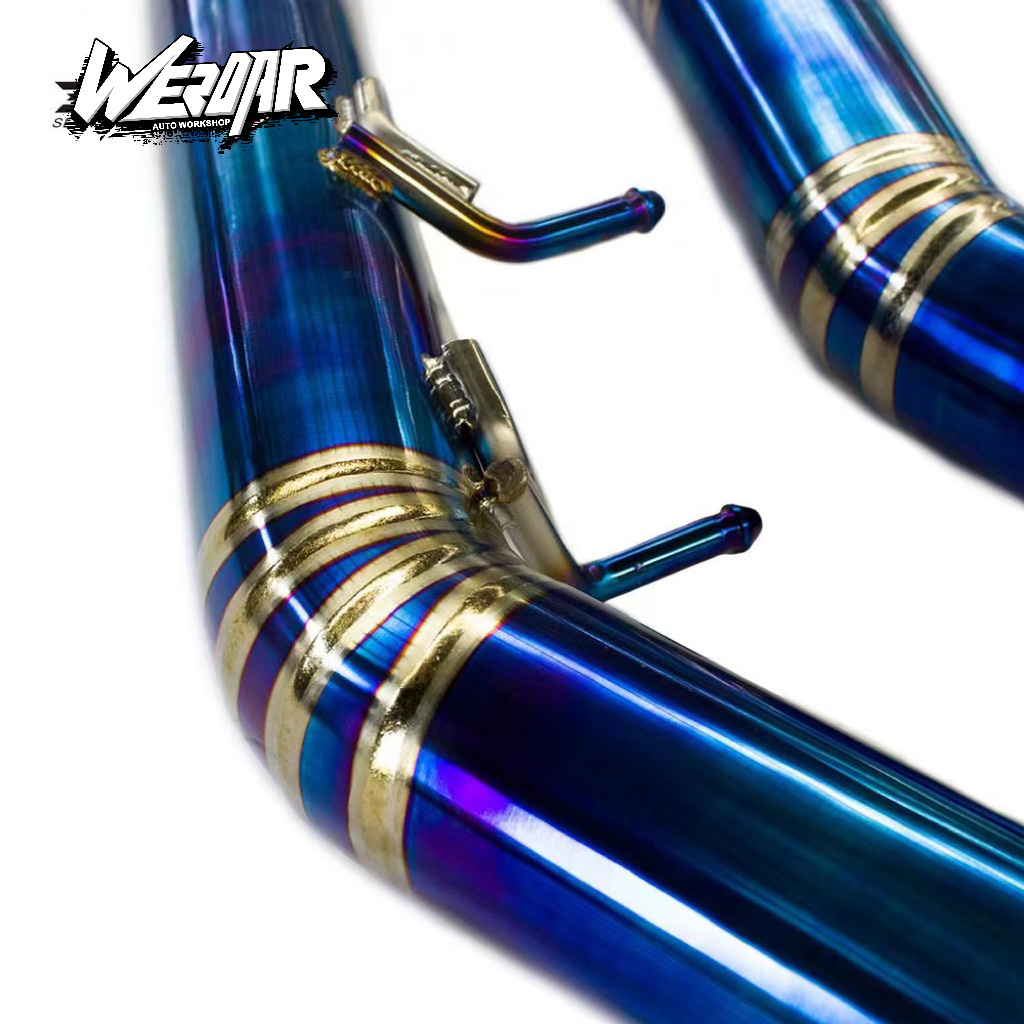 New Custom 304 Titanium Alloy Blue Flame Titanium Muffler Catback Car Exhaust Pipes for BMW X5 3.0