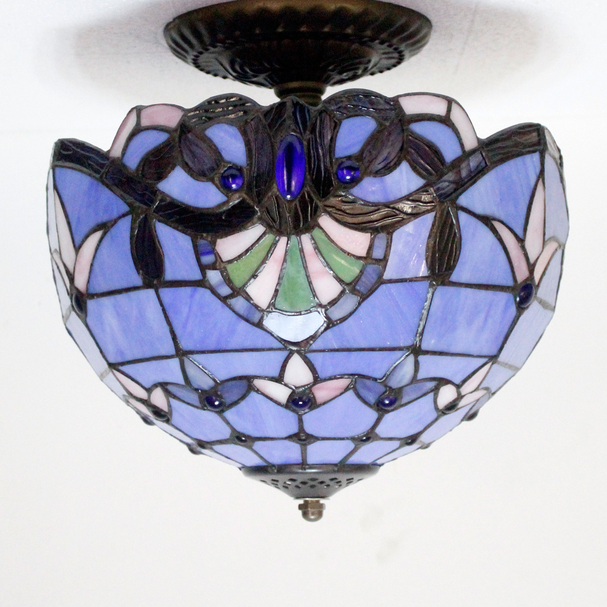 12X11 Inches Stained Glass ceilings Roof Fixture Blue Purple Baroque Style Tiffany Ceiling Lamp Light Factory Wholesale Lamp