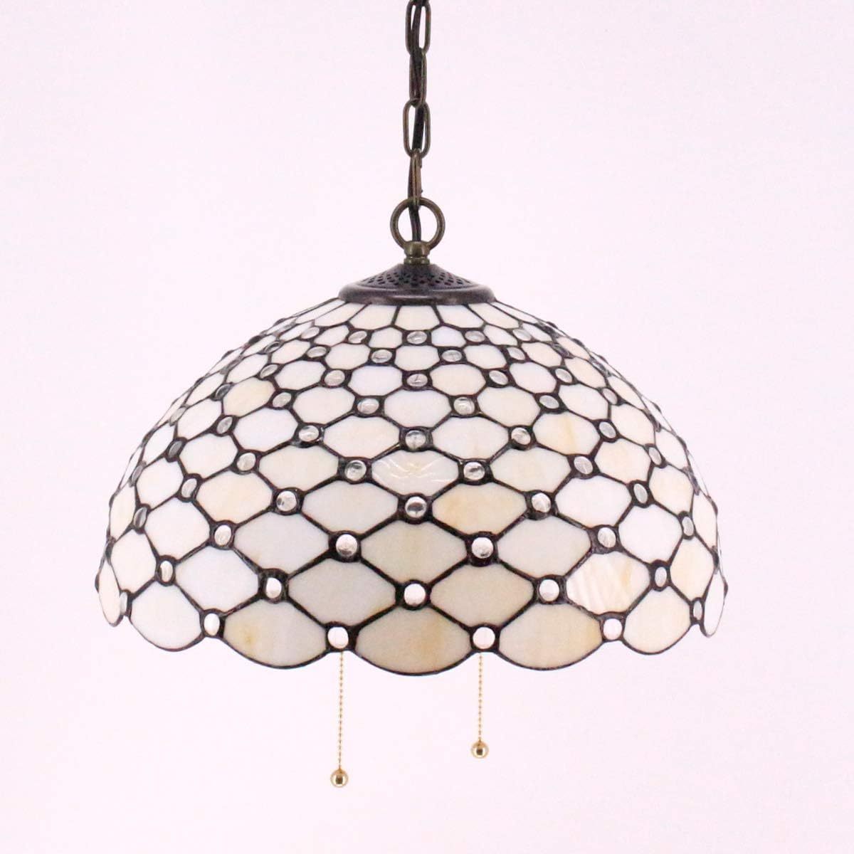 16X40 Inches Stained Glass Semi Flush Mount Fixture Hanging Cream Amber Pearl Style Tiffany Pendant Lamp Factory Wholesale Light