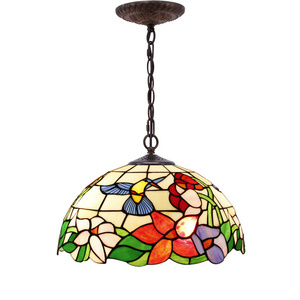 16X40 Inches Stained Glass Amber Hummingbird Fixture Style Hanging Lamps Tiffany Pendant Light Fixture Wholesale Factory Lamp