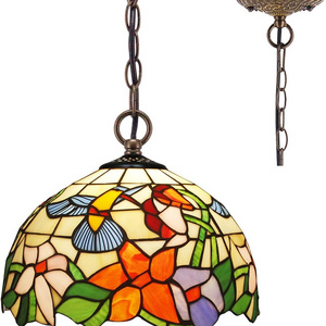 12X32 Inches Stained Glass Hummingbird Amber Style Hanging Lamps Tiffany Pendant Light Fixture Wholesale Factory Lamp