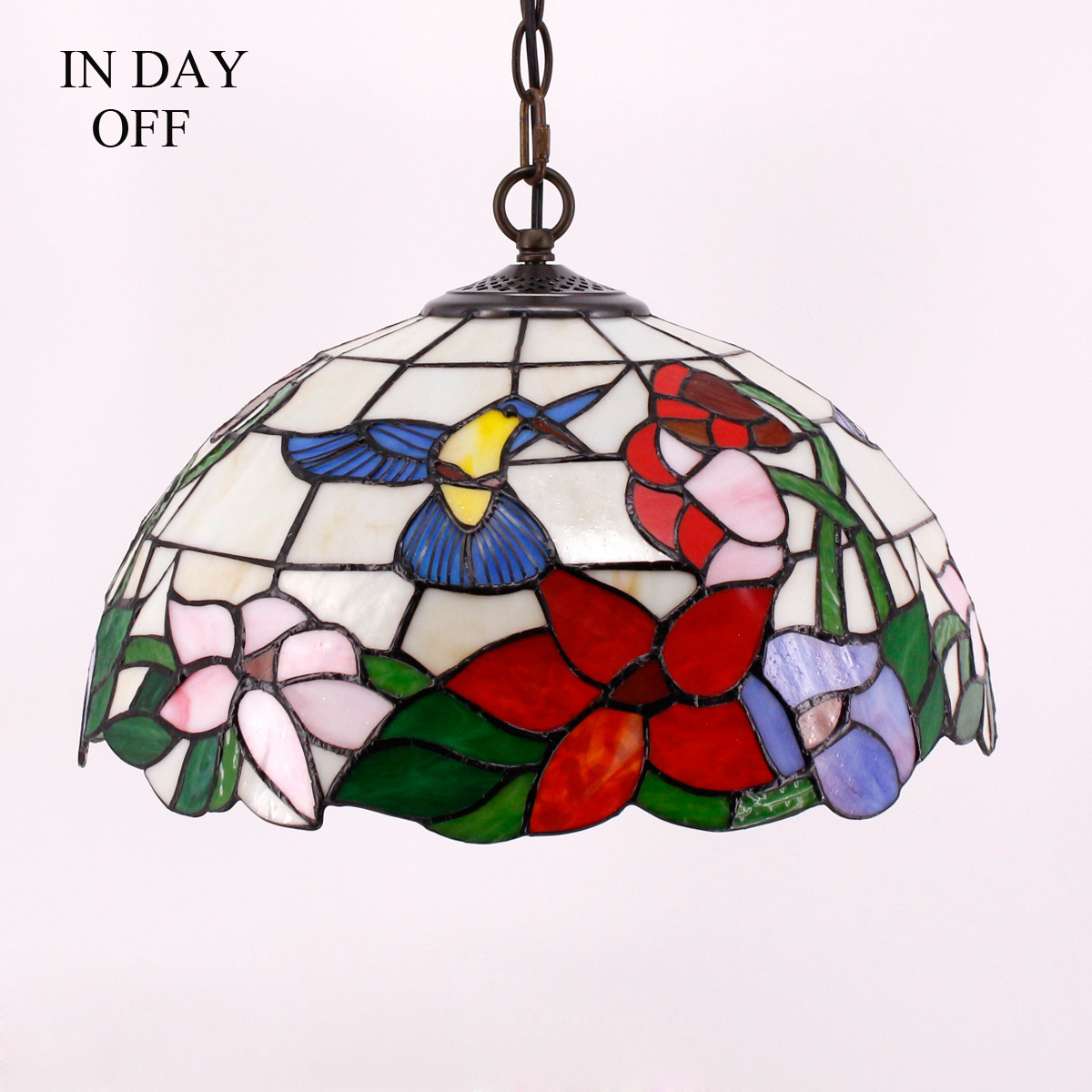 16X40 Inches Stained Glass Amber Hummingbird Fixture Style Hanging Lamps Tiffany Pendant Light Fixture Wholesale Factory Lamp