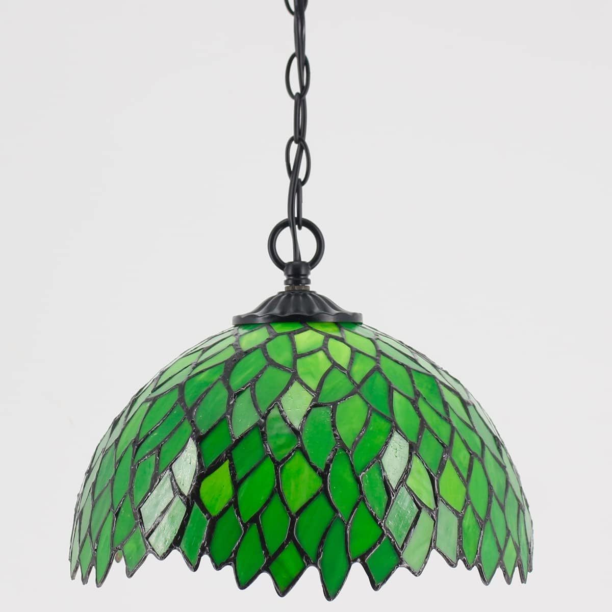 12X40 Inches Stained Glass Suspend Plug in Fixture Hanging Green Wisteria Style Tiffany Pendant Lamp Factory Wholesale Light