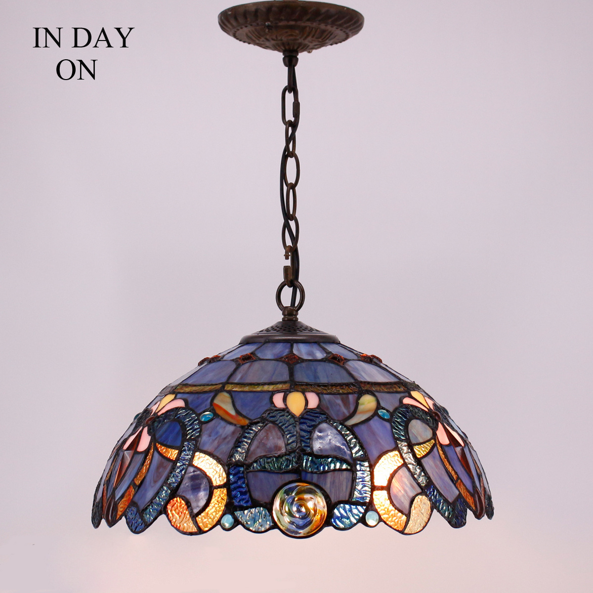 16X40 Inches Cloud Stained Glass Fixture Hanging Lamps Blue Purple Style Pendant Light Factory Wholesale Lamp