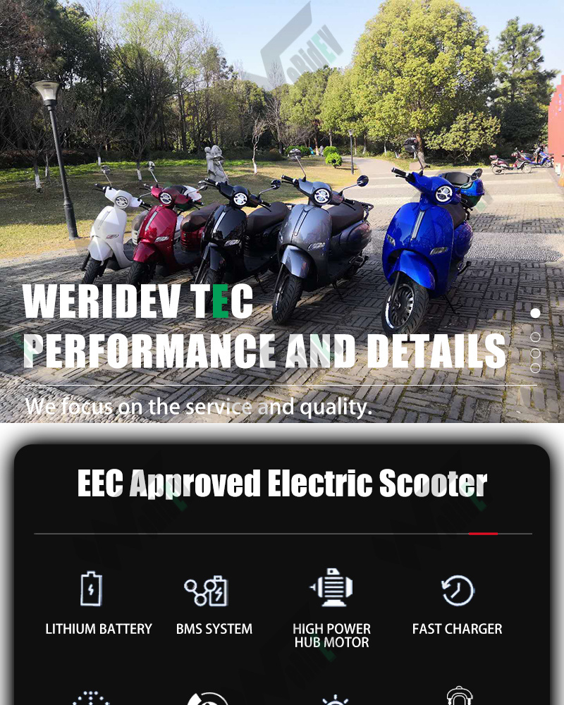 72v 3000w L1e Legally on Road Vintage Electric Scooter with COC for EU