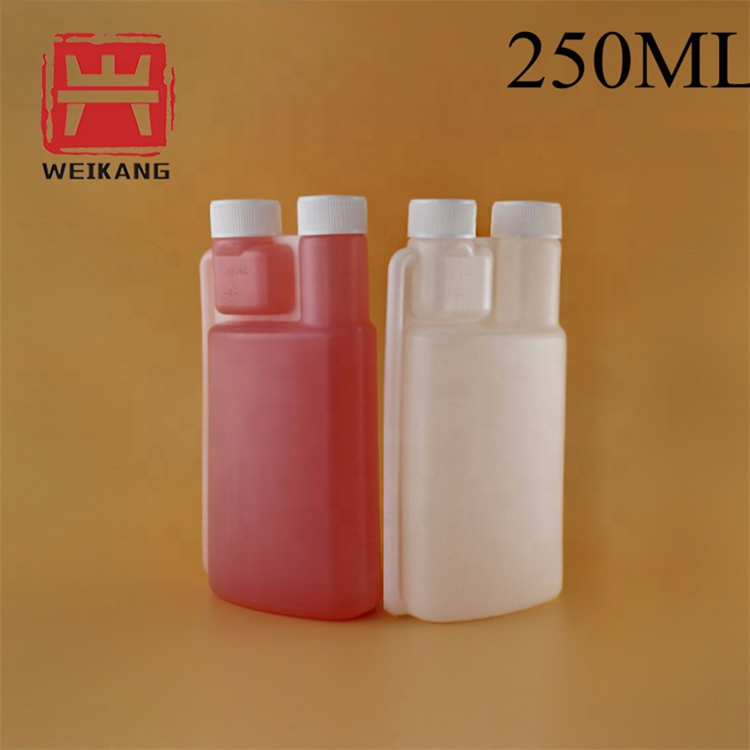 1000ml Hdpe Dosing Measuring Plastic Double Two Dual Chamber Twin Neck Bottle