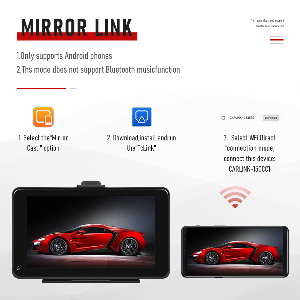 Universal Car Accessories 7 inch 2.5D Screen Wireless Carplay wireless Android AUTO HD 1024 x 600 portable car DVD player