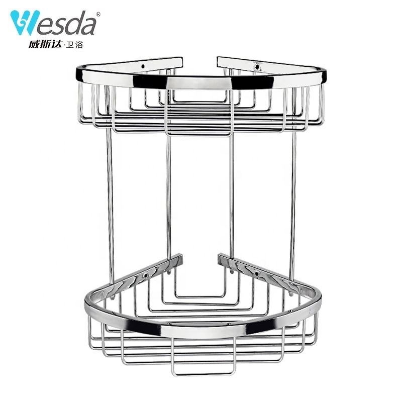 WESDA Corner Shelves Storage Organizer Rack Wall Mounted Rustproof Stainless Steel Bathroom Hanging Shower Caddy