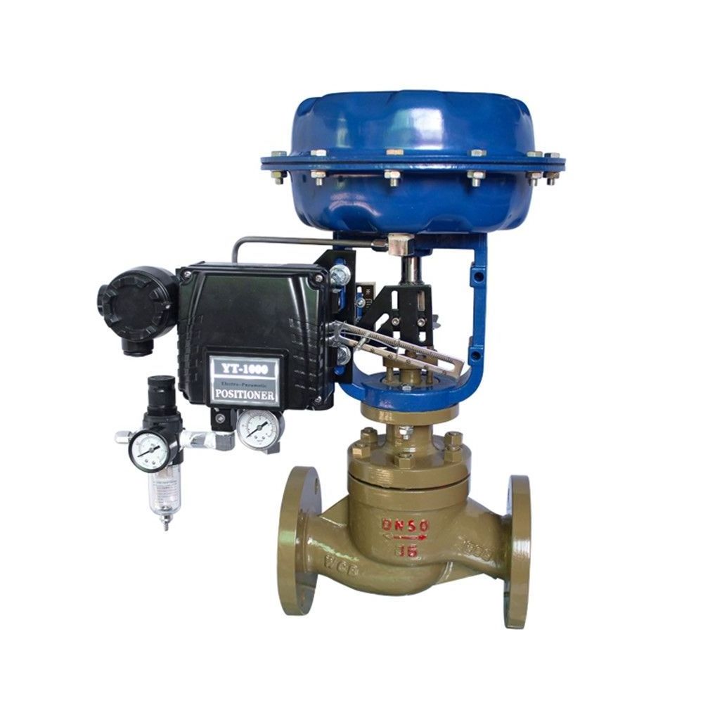 WESDOM 2 Way Diaphragm Operated Pneumatic Water Flow Rate Steam Globe Control Valve with 4-20mA YTC Smart Positioner