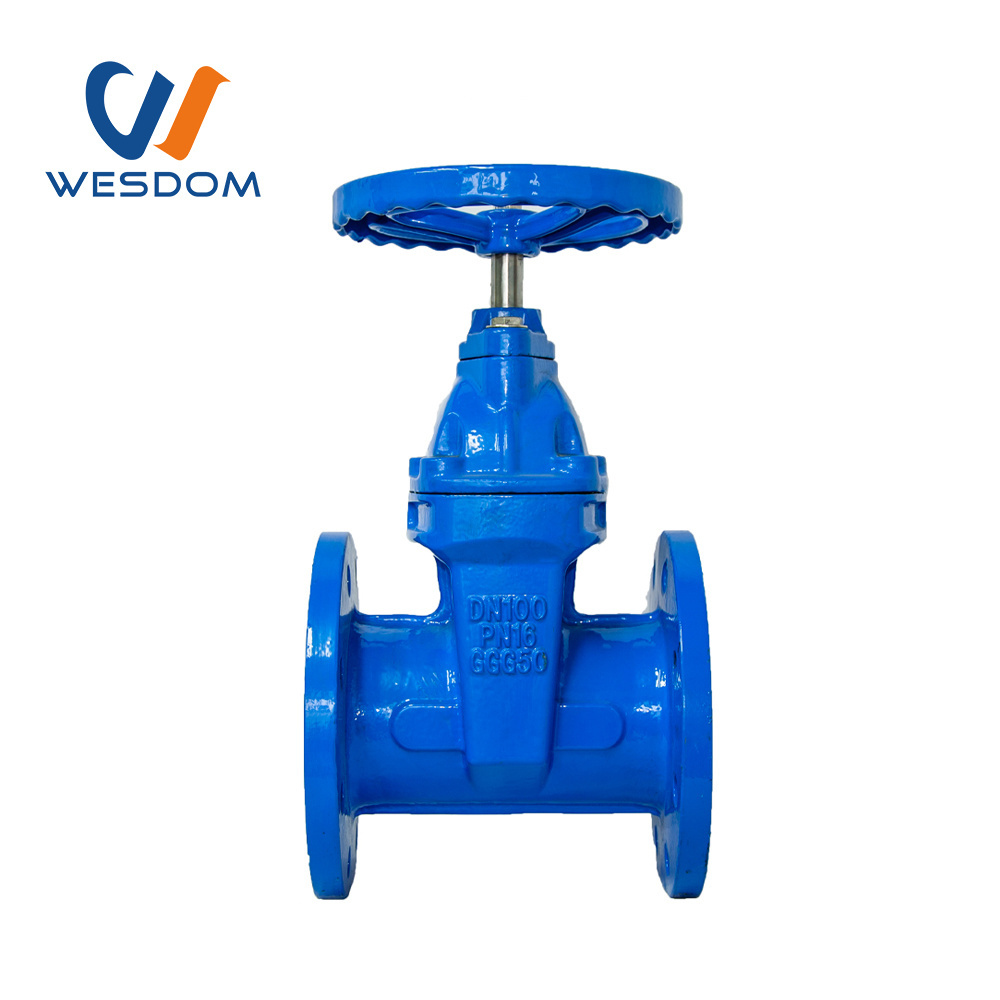 WESDOM DIN3352 F5 Gate Valve DN80 Ductile Iron Flanged Water Fluid Non Ring Stem stainless Steel Manual Handwheel 2''-48'' Blue