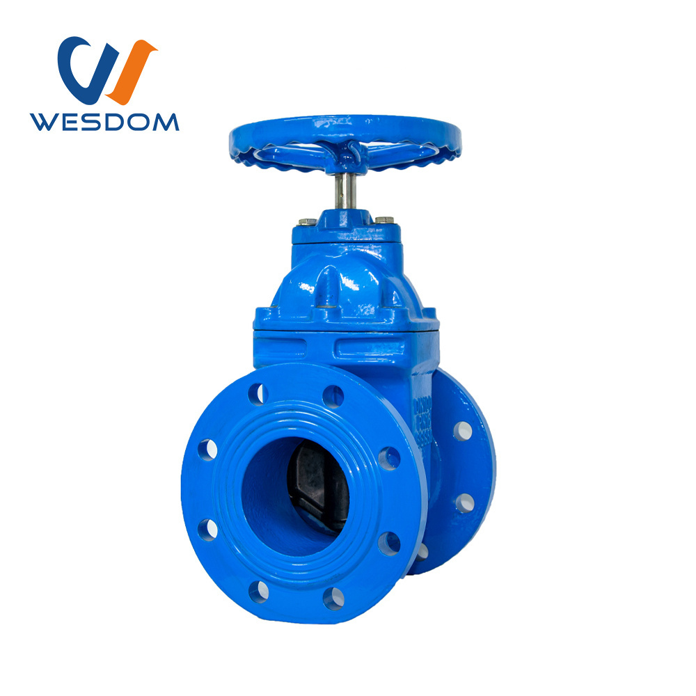 WESDOM DIN3352 F5 Gate Valve DN80 Ductile Iron Flanged Water Fluid Non Ring Stem stainless Steel Manual Handwheel 2''-48'' Blue