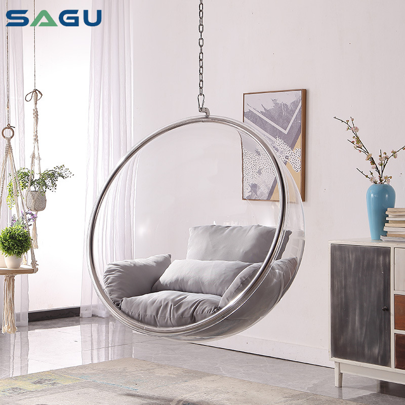 Living room modern style clear acrylic bubble chair Indoor and outdoor balcony hanging swing egg chair balcony swing chair