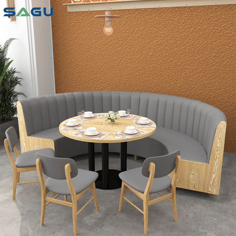 Factory wholesale catering U shape restaurant sofa cafe shop half round leather booth seating for sales