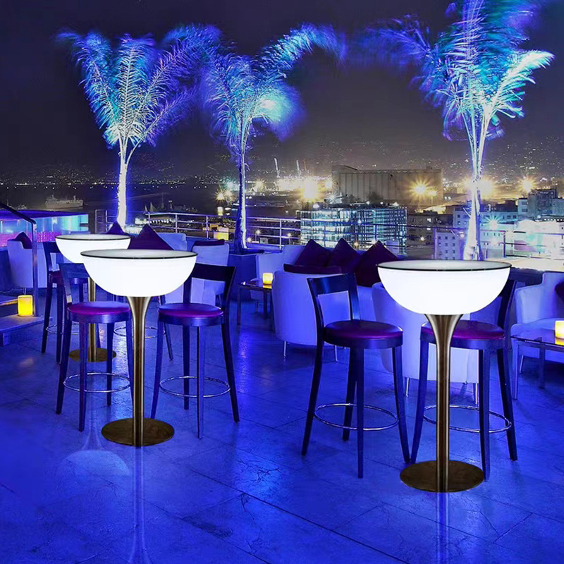 Outdoor bar lounge furniture nightclub illuminated waterproof led bar table led furniture high top cocktail tables for bar