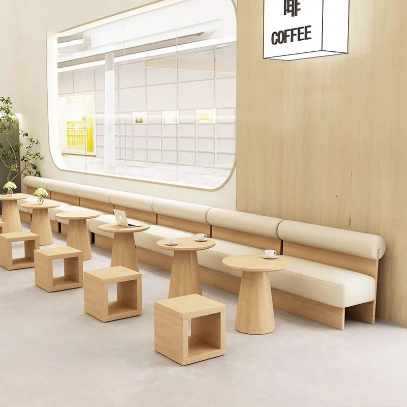 Nordic style lounge area booth seating coffee shop casual cream leather restaurant sofa