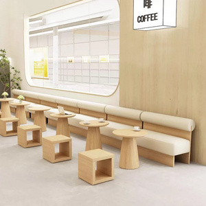 Nordic style lounge area booth seating coffee shop casual cream leather restaurant sofa