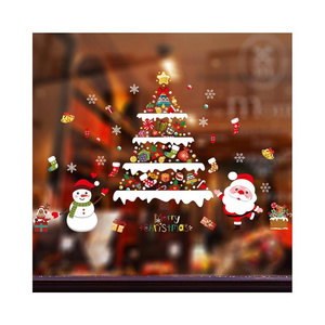 Factory promotion pvc christmas tree wall sticker Christmas scene decoration window stickers