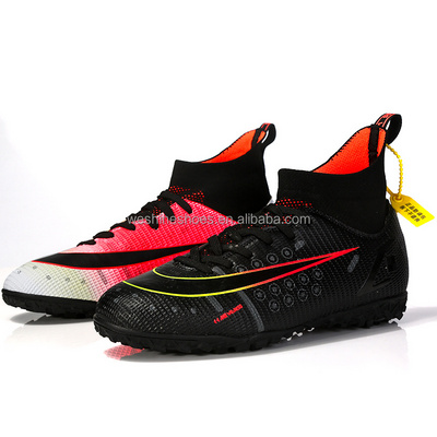 artificial grass ground football turf boots shoes rubber sole  men other shoes high ankle soccer shoes turf soccer boot