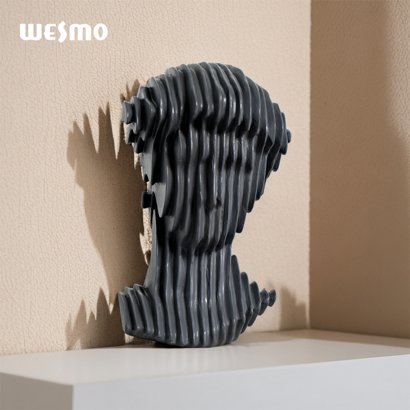 Nordic Abstract Creative Abstract Dark Gray Cut Shape Head Figurine Resin Living Room Office Cabinet Soft Decoration