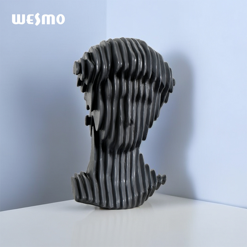 Nordic Abstract Creative Abstract Dark Gray Cut Shape Head Figurine Resin Living Room Office Cabinet Soft Decoration