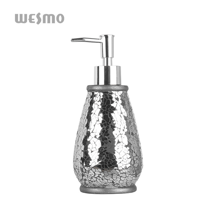 Bathroom products hotel resin shattered glass design custom bath bottle accessories