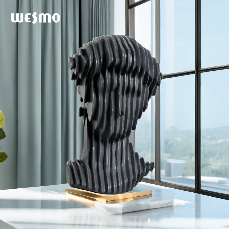 Nordic Abstract Creative Abstract Dark Gray Cut Shape Head Figurine Resin Living Room Office Cabinet Soft Decoration