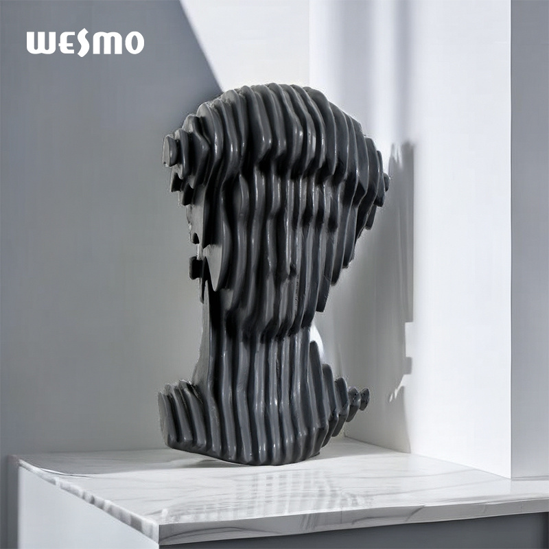 Nordic Abstract Creative Abstract Dark Gray Cut Shape Head Figurine Resin Living Room Office Cabinet Soft Decoration