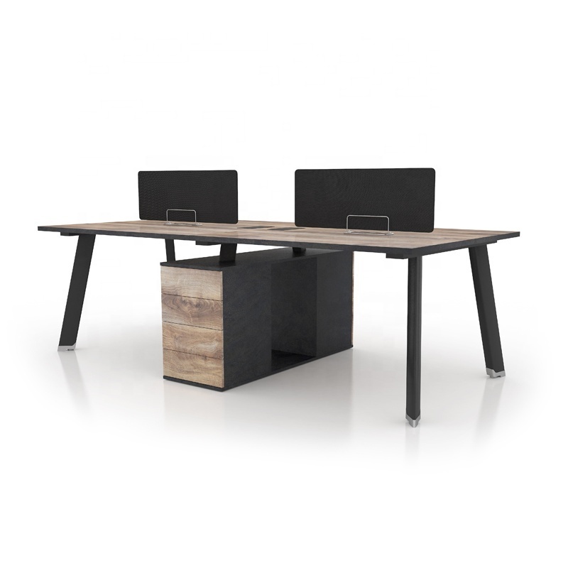 Industrial style open office furniture 4-seat call center workstation desk