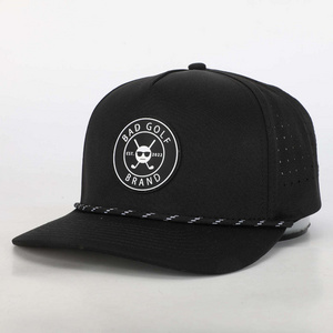 Custom PVC Patch Logo 5 Panel Men Laser Cut Hole Perforated Golf Cap,Waterproof Rope Gorras,Polyester Sports Baseball Hat