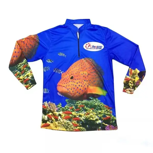 Hot Sale Custom Fishing Shirts Long Sleeve Sublimation Blank Anti-UV Upf 50 Quick Dry Breathable Mens Fishing Wear