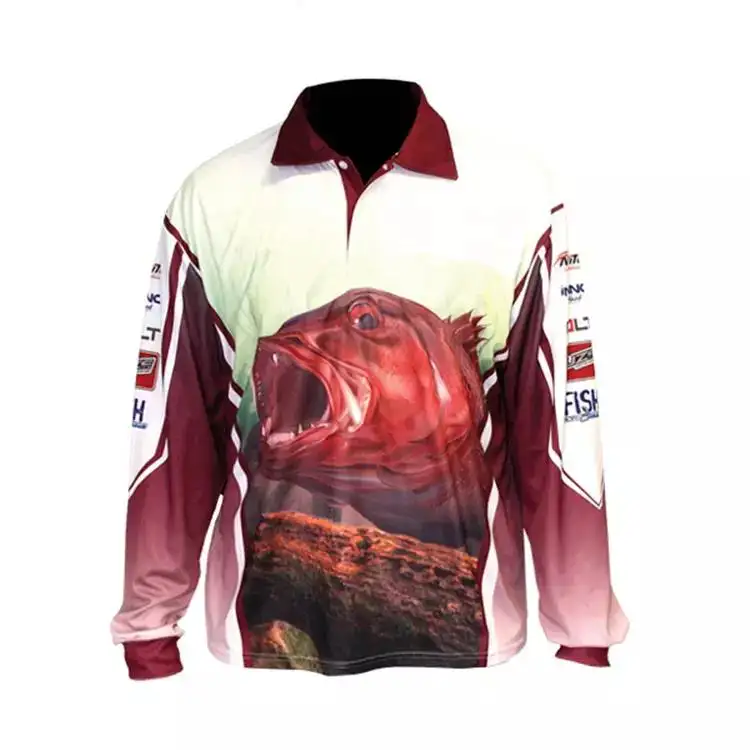 Hot Sale Custom Fishing Shirts Long Sleeve Sublimation Blank Anti-UV Upf 50 Quick Dry Breathable Mens Fishing Wear