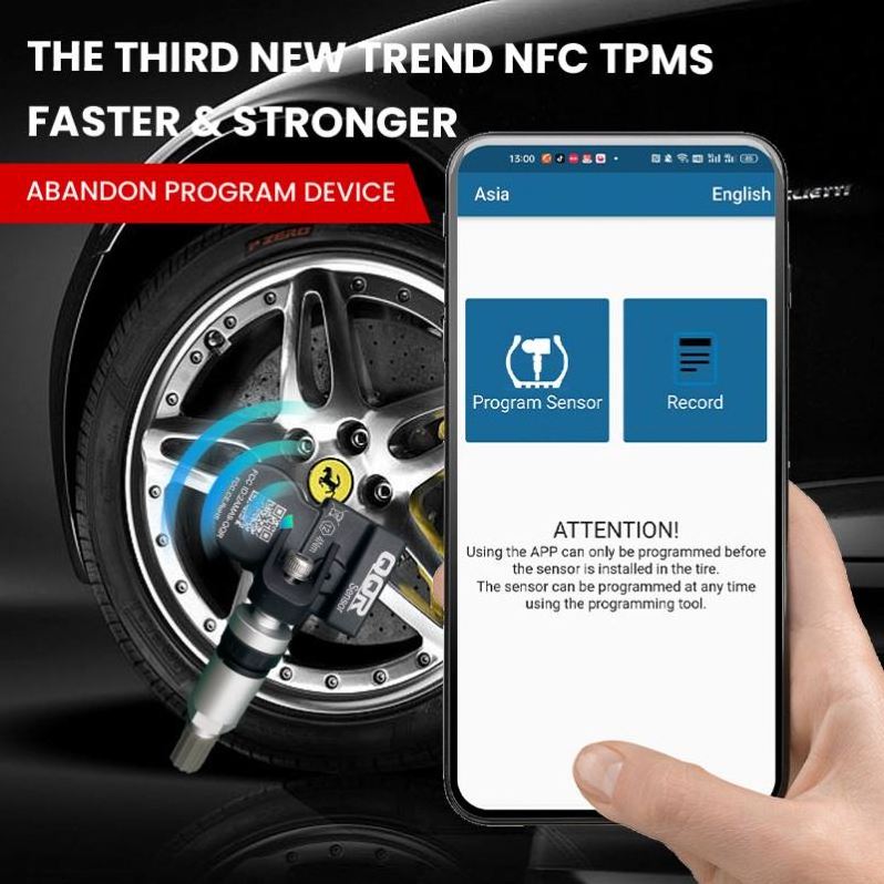 2024 New NFC TPMS Sensor 433mhz 315mhz tire Repair Auto Repair Tool Tire Pressure Sensor Monitoring Tpms Sensor program by phone