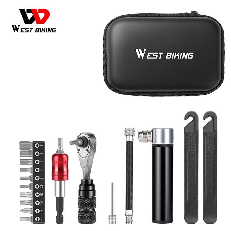 WEST BIKING Portable Bike Tool Repair Kit Set Pump Bicycle Repair Multi Tools Multifunctional Bicycle Tool Kit Repair Set