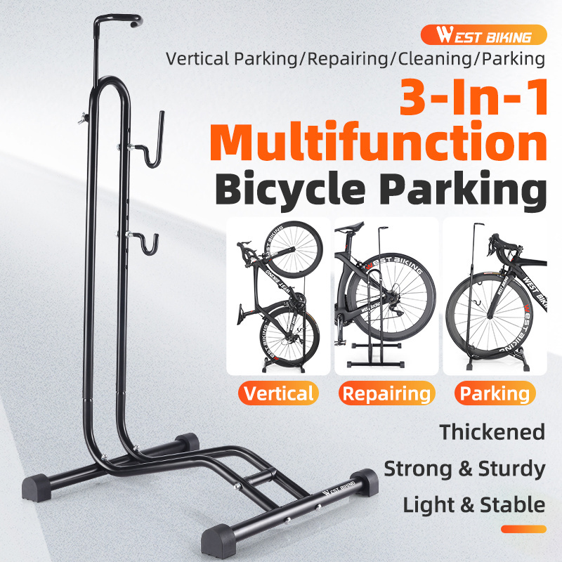 WEST BIKING Adjustable Steel Bike Rack Indoor/Outdoor Floor Stand for Mountain and Road Bicycles