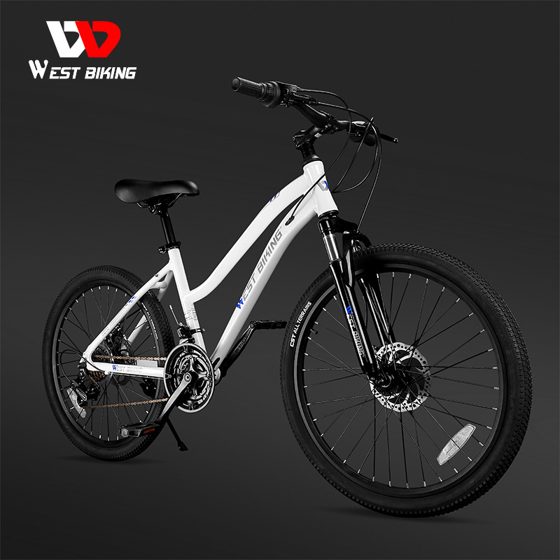 WEST BIKING New Shimano Variable 18 Speed 24 Inch Mountain Bike 6061 Aluminum Alloy Frame Rims Double Disc Brakes MTB Bicycle