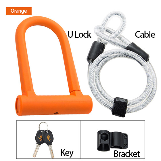 WEST BIKING Bike U-lock Steel MTB Road Anti-theft Heavy Duty Security Bicycle Bike Lock With Cable