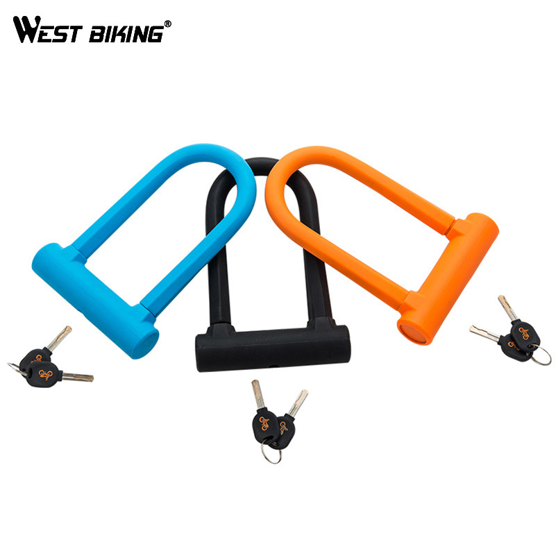 WEST BIKING Bike U-lock Steel MTB Road Anti-theft Heavy Duty Security Bicycle Bike Lock With Cable