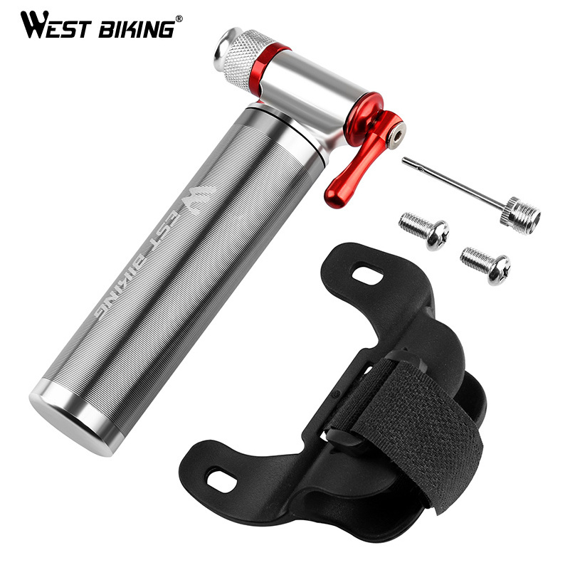 WEST BIKING High Quality Alloy Cycling inflator Bicycle Tire Pump Mini Hand Portable CO2 Air Bike Pump Convenient