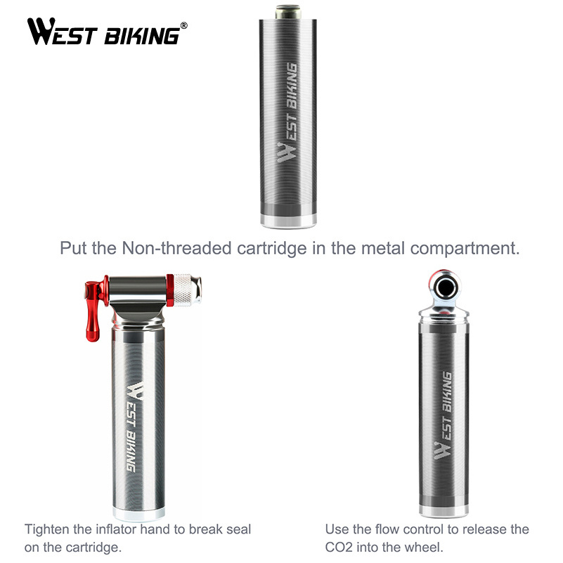 WEST BIKING High Quality Alloy Cycling inflator Bicycle Tire Pump Mini Hand Portable CO2 Air Bike Pump Convenient