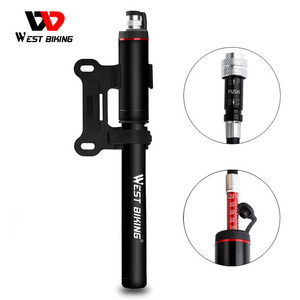 WEST BIKING Bike Pump Pressure Gauge Tube 120PSI Bicycle Pump Presta Schrader Cycling Tire Air Inflator Mini Bicycle Hand Pump