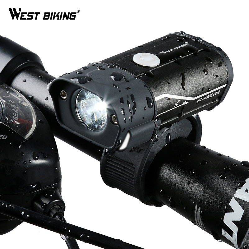 WEST BIKING Bicycle Light L2 LED Bike Head Lamp 5 modes Cycling Handlebar Safety Flashlight USB Rechargeable Bike Front Light