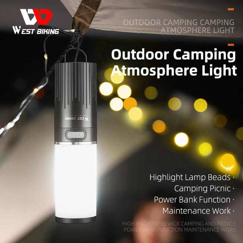 WEST BIKING Solar Light Power Bank Outdoor Rechargeable Waterproof Tent Hanging For Home Led Work Lighting Lantern Camping Light