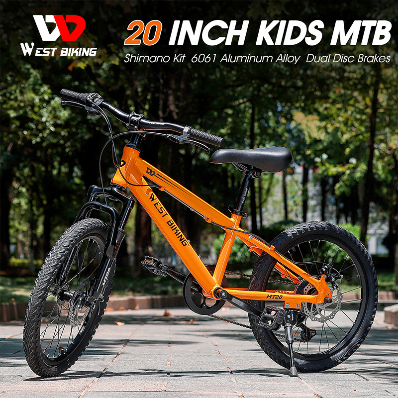 WEST BIKING 20 Inch Colorful Soft Comfortable PU Sabble Kid Mountain Bike 6061 Aluminum Alloy Dual Disc Brakes Mountain Bicycle