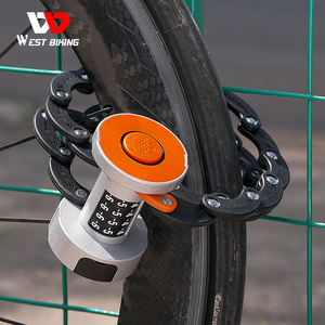 WEST BIKING Foldable Bike Lock MTB Road Bicycle Lock Waterproof Security Anti-Theft Mountain Bike Password Cycling Folding Lock