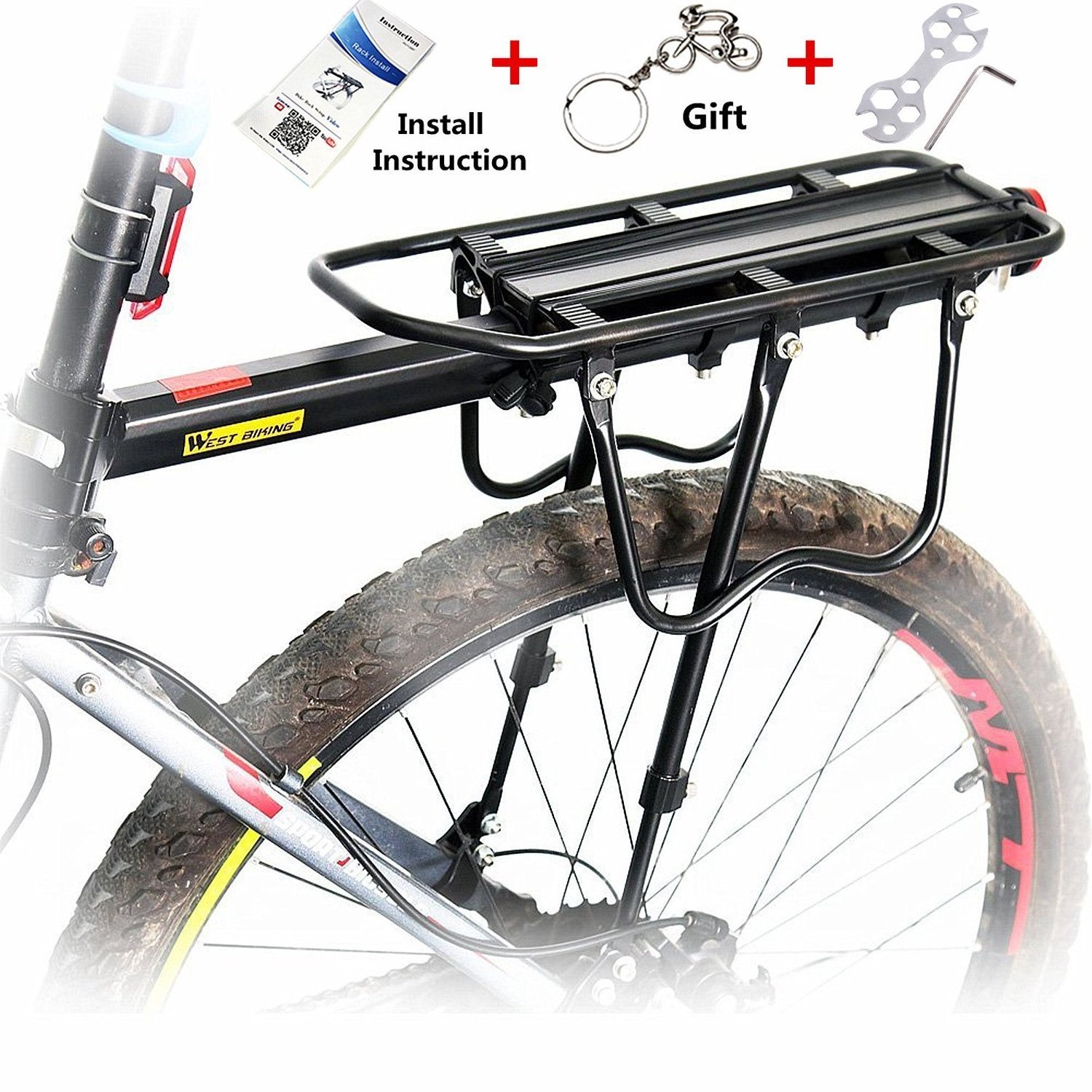 WEST BIKING Bike Racks Rear Luggage Bicycle Accessories Equipment Bike Rack Stand Footstock Brake Mountain Bicycle Carrier Rack